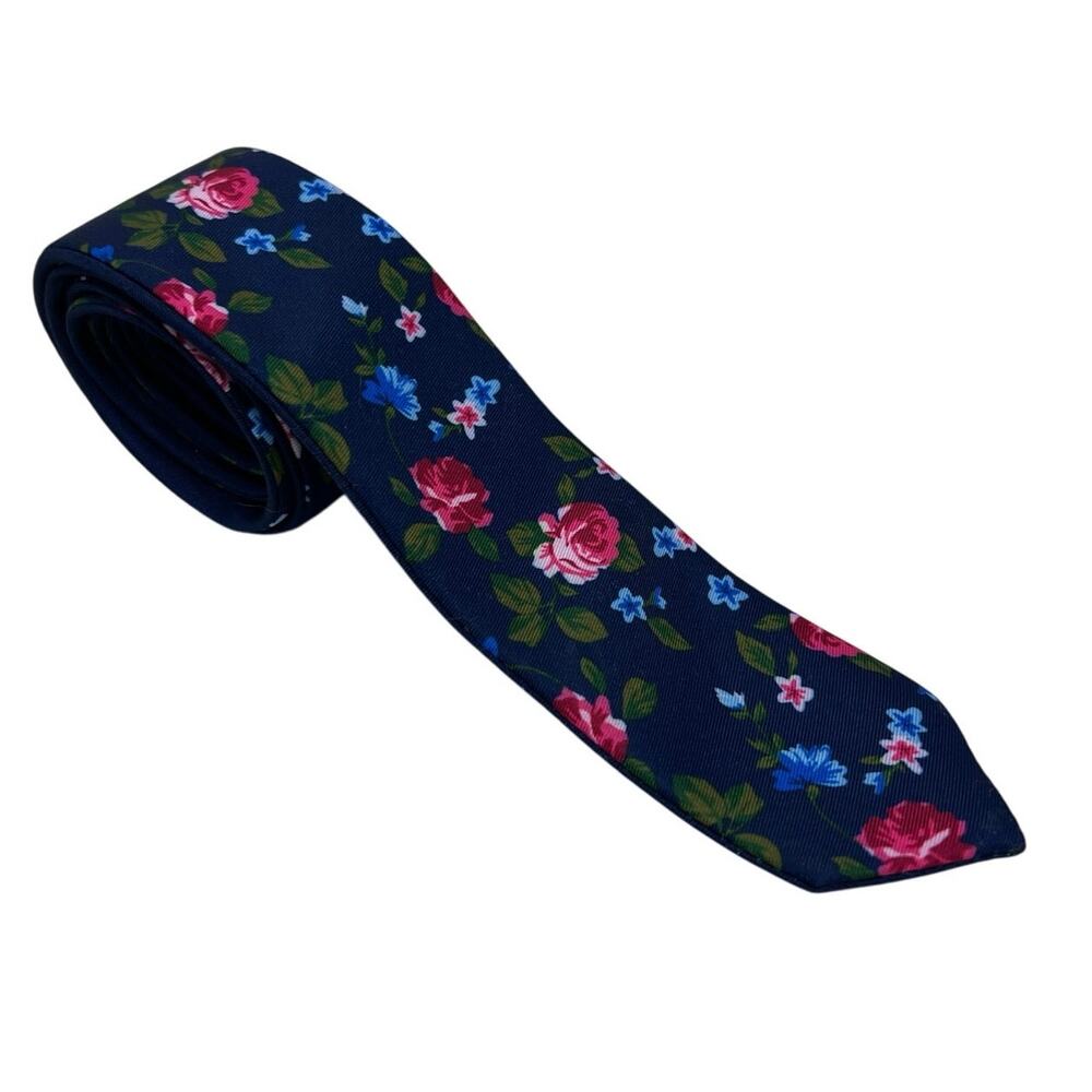 Men’s Express Blue Floral Satin Tie